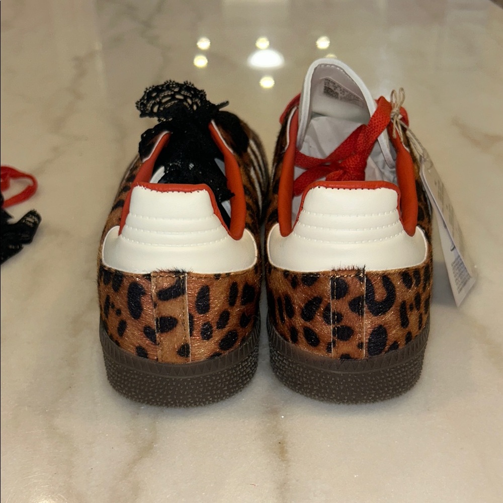 Adidas Leopard Print Sneakers with Orange Laces / Black Laces - Picture 7 of 9